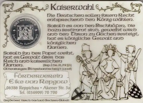 Reppichau 850 Jahre Plastikgedenkkarte mit Münze ngl G0285