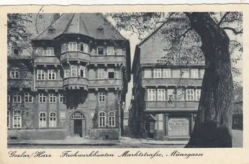 Goslar, Harz, Fachwerkbauten Marktstrasse u. Münzgasse glum 1930? G2200