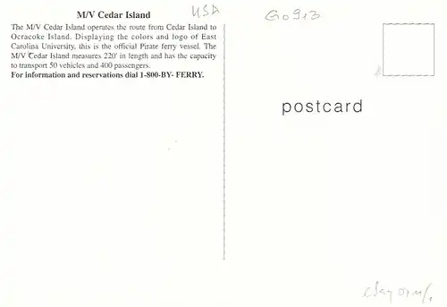 North Carolina Ferry System, "M/V Cedar Island" ngl G0913