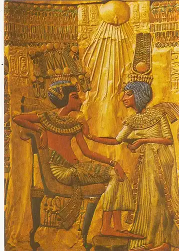 ET Kairo, Ägypt.Museum, Back of King Tut-Ankh Amen's Throne ngl G0686