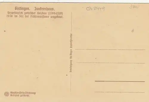 Göttingen, Junkernhaus, Steindruck ngl G2449