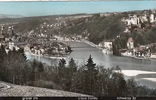 Passau, mit grünem Inn, blauer Donau und schwarzer Ilz ngl G0067