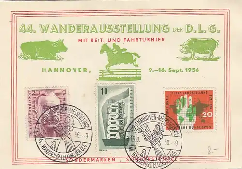 Hannover, 44.Wanderausstellung der D.L.G. 1956, Sonderstempel gl1956 G2781