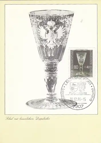 Pokal mit Schnittdekor, Kristallglas mit kaiserl.Doppeladler ngl F9299