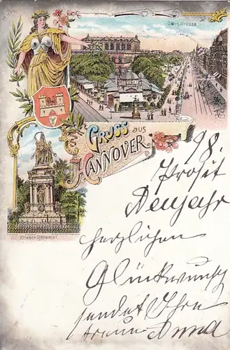 Hannover, Georgstrasse, Kriegerdenkmal, Litho gl1897 G2828