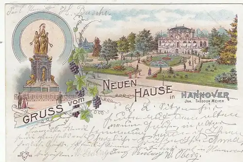 Hannover, Gruss vom Neuen Hause, Litho gl1899 G2834