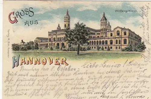 Hannover, Welfenschloss, Litho gl1899 G2844