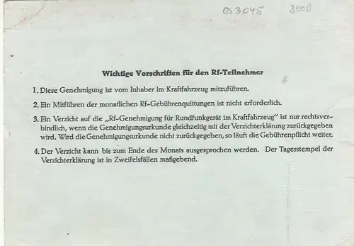 Hannover, Dt.Bundespost, Rundfunkgenehmigung 1957, Zeitgeschichte ngl G3045