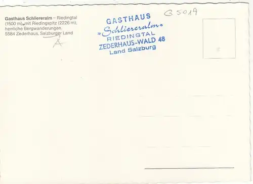 Zederhaus, Salzburg, Gasthaus Schliereralm mit Riedingspitze, Mehrbildkarte ngl G5019