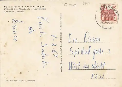 Die Kirchen von Göttingen, Mehrbildkarte gl1962 G2462