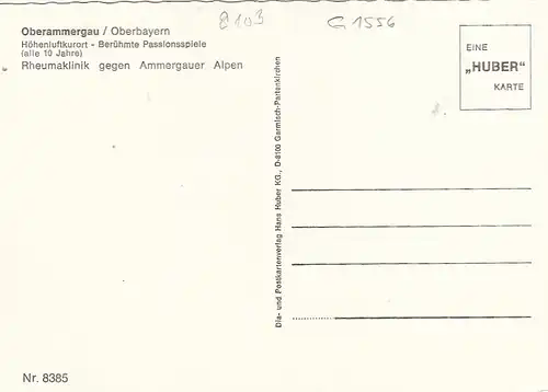 Passionsspieldorf Oberammergau, Rheuma-Klinik, Mehrbildkarte ngl G1556