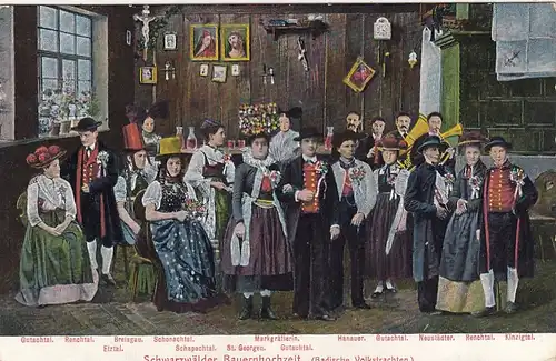 Badische Volkstrachten, Schwarzwälder Bauernhochzeit feldpgl1915 F9871