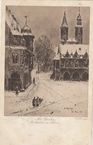 Alt-Goslar, Harz, Marktplatz im Schnee ngl G2087