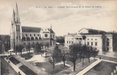 Pau (Pyrénées Atlantiques) L'Eglise Saint-Jacques et la Palais de Justice ngl G3545