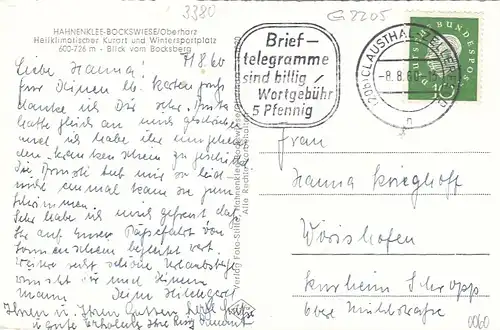 Hahnenklee-Bockswiese, Oberharz, Blick vom Bocksberg gl1960 G2205