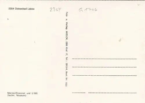 Ostseebad Laboe, Marine-Ehrenmal und U 995 ngl G1706