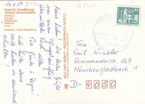 Quedlinburg, Harz, Tiere Hexentanzplatz, Mehrbildkarte gl1938 G5205