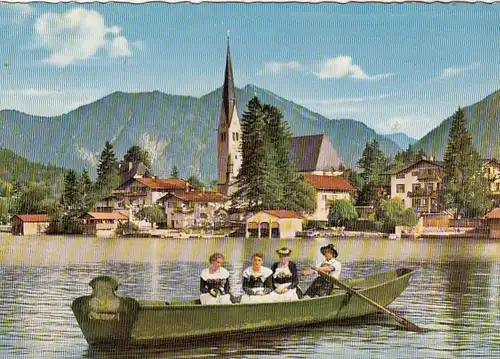 Rottach-Egern am Tegernsee, mit Bodenschneid, Trachtengruppe im Boot gl1969? G0881