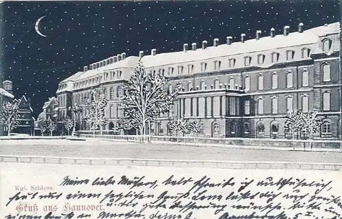 Hannover, Winter-Mond über Kgl.Schloss gl1899 G2845