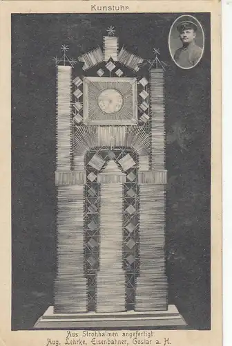 Goslar, Harz, Aus Strohhalmen gefertigte Kunstuhr ngl G2061