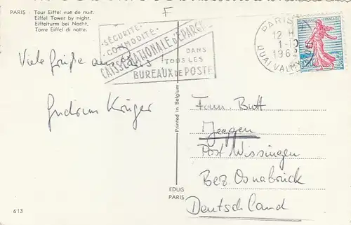 Paris, La Tour Eiffel vue de nuit gl1962 G3874
