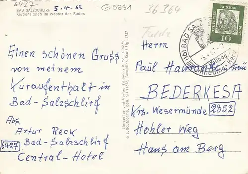 Bad Salzschlirf, Kurpensionen im Westen des Bades gl1982 G5881