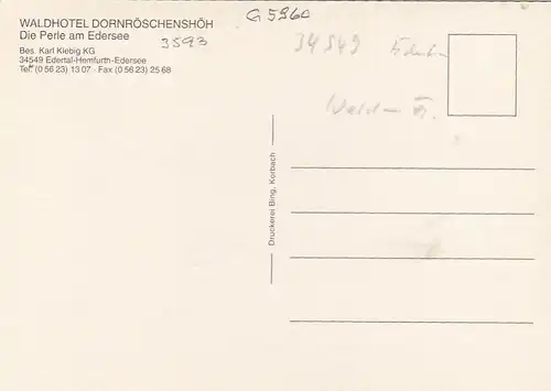 Edertal, Hamfurth, Edersee, Waldhotel Dornröschenshöh, Mehrbildkarte ngl G5960