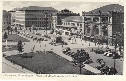 Hannover, Ernst August Platz mit Bahhof u.Postamt gl1953 G2869