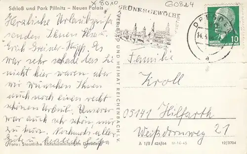 Schloß und Park Pillnitz bei Dresden,Neues Palais gl1936 G0824
