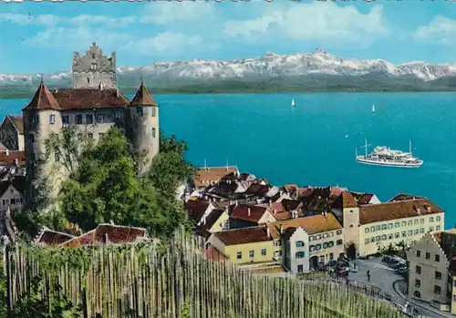 Meersburg, Bodensee, Schloß und Schweizer Alpen ngl G4297