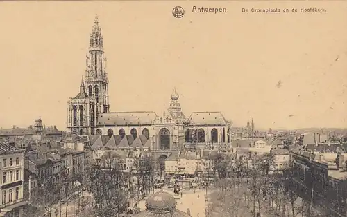 Antwerpen/Anvers, Groenplaats en de Hoofkerk ngl G3592