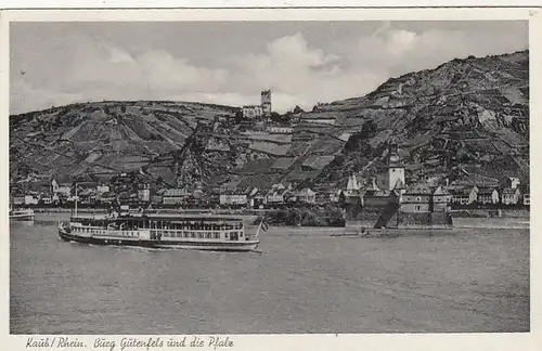 Kaub a.Rhein, die Pfalz und Burg Gutenfels gl1952 G0814