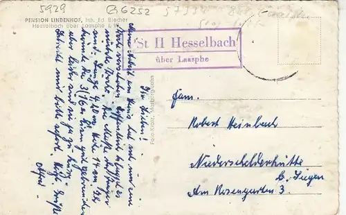 Hesselbach über Lassphe i.W., Pension Lindenhof gl1969 G6252