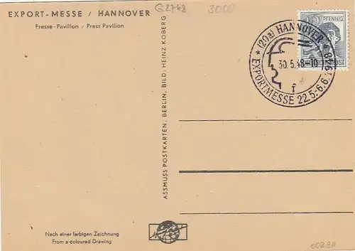 Hannover, Export-Messe 1948, Presse-Pavillon, Sonderstempel-Café ngl G2768