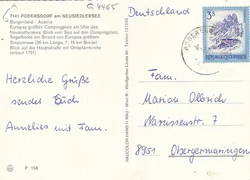 Podersdorf am See, Burgenland, Mehrbildkarte glum 1970? G4465