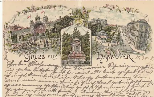 Hannover, Tivoli, Kriegerdenkmal, Georgstrasse, Litho gl1896 G2841