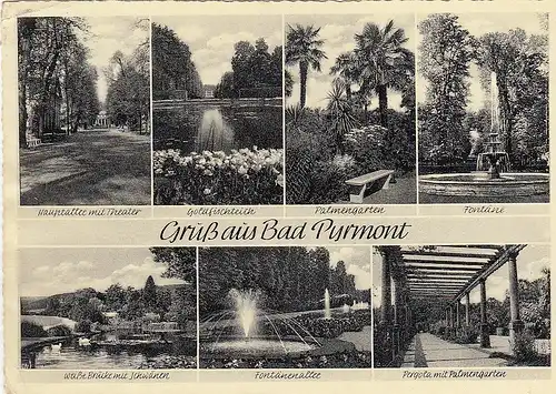 Bad Pyrmont, Kurpark, Mehrbildkarte gl1957 G3413