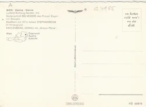 Wien, Luftbild Richtung Norden, Schloß Belvedere ngl G4985