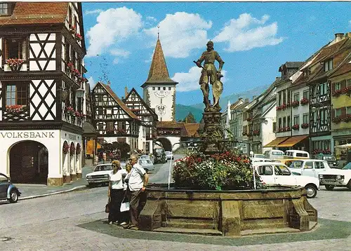 Gengenbach, Kinzigtal, Schwarzwald, Marktplatz glum 1970? G4251