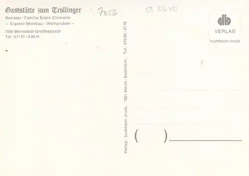 Weinstadt Großheppach, Gaststätte zum Trollinger ngl G3840