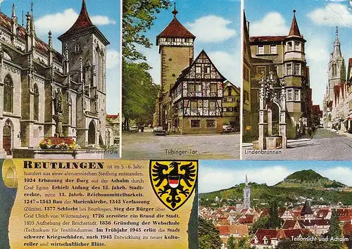 Reutlingen, Mehrbildkarte mit Historie gl1974 G4365