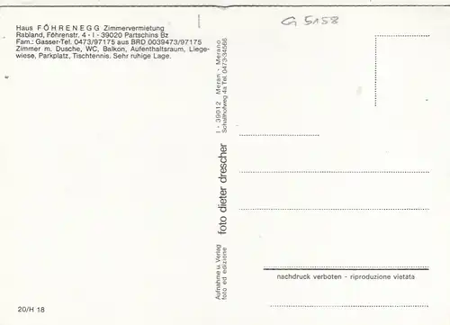 Partschins BZ, Zimmervermietung Haus Föhrenegg ngl G5158