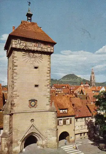 Reutlingen, Tünger Tor, Marienkirche und Achalm gl1986 G4412