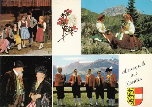 Alpengruß aus Kärnten, Trachten, Mehrbildkarte ngl G5286