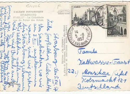 Strasbourg (Bas-Rhin), la Cathédrale vue du Palais de Rohan gl1957 G4006