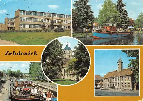 Zehdenick Hafen Schleuse Kirche Rathaus gl1980 168.348