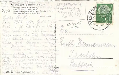 Droben stehet die Kapelle (Wurmlingen) gl1958 G4025