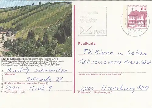 St.Andreasberg, Oberharz, Werbekarte glum 1980? G2575