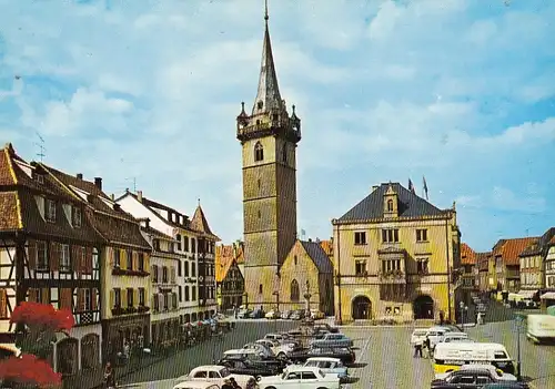 Obernai (Els.) Place de la Mairie et la Tour Kappel ngl G4786