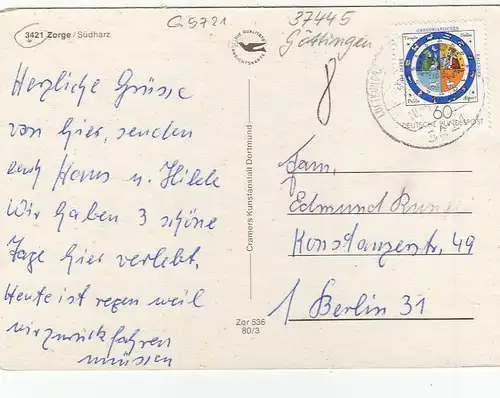 Zorge, Südharz, Mehrbildkarte gl1981? G5721